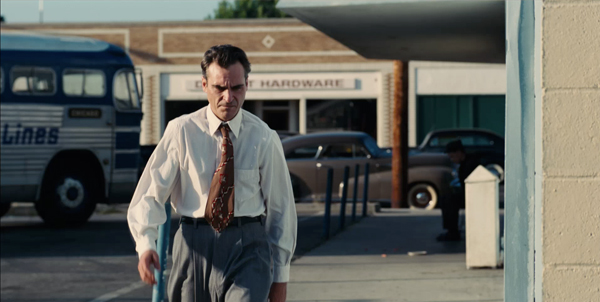 A still photo from Paul Thomas Anderson's new film The Master featuring Joaquin Phoenix and Philip Seymour Hoffman.