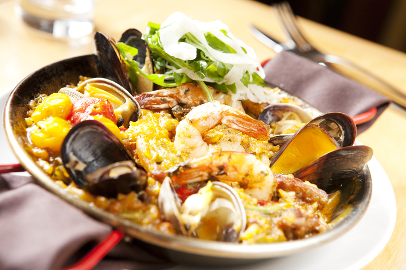 The top of a paella had the distinct crunch of under-cooking, it didn't mean the clams and mussels were any less meaty.