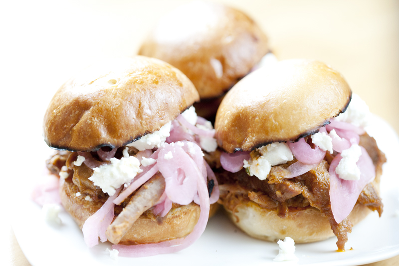 The braised boar served slider-style is slightly dry, but a smear of chevre helps.