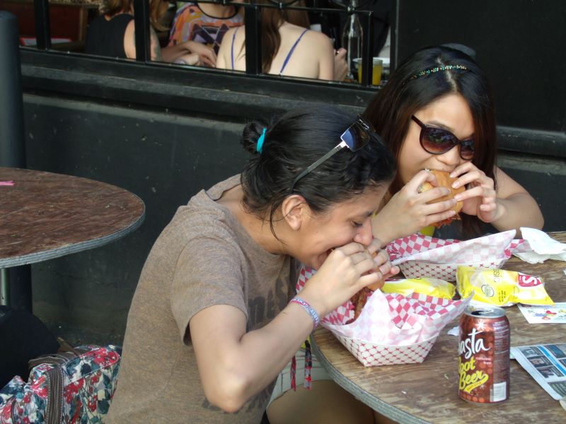 Aileen and Emma from Guam and El Paso came to take in Major Lazer and Jones BBQ Pit Pork sandwiches.