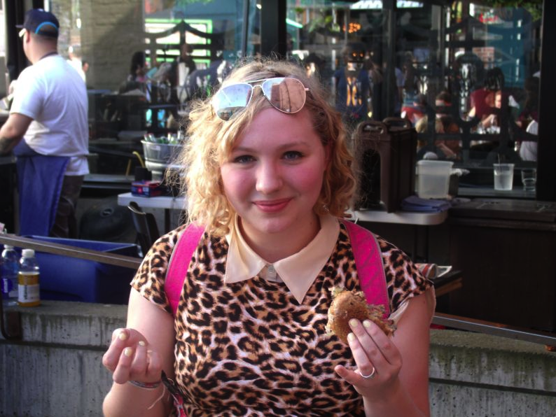 An Off the Rez Burger w/pickled onions and bacon, Twin Shadows and Grimes were some of Winnie from Seattle's Block Party highlights.