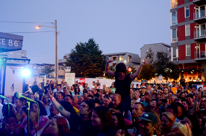 The back patio and beer garden were packed for the show.