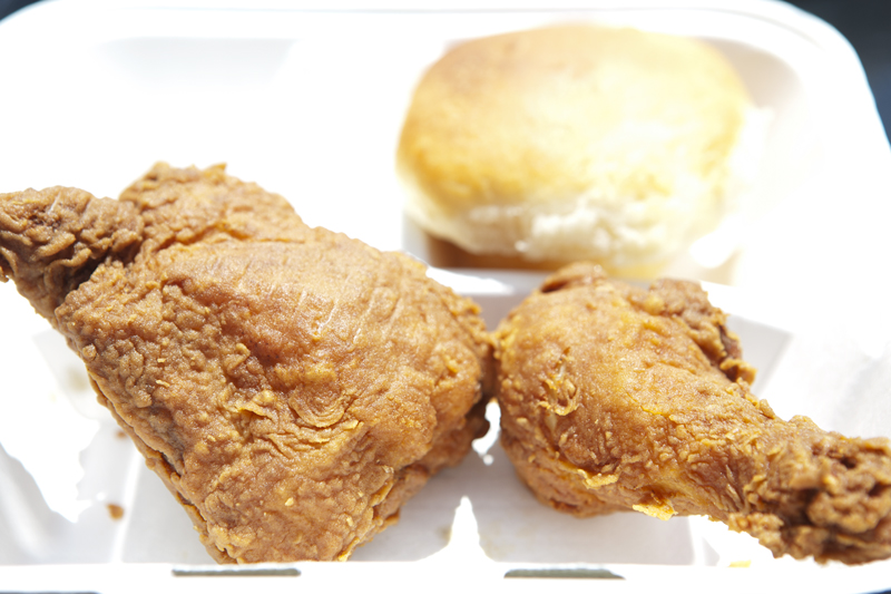 Two piece dark meat combo with roll.