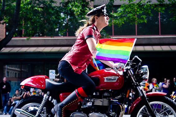 Dykes on bikes in Seattle, Washington.