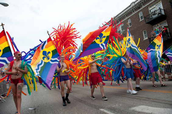 A scene from the pride parade in St. Louis, Missouri.