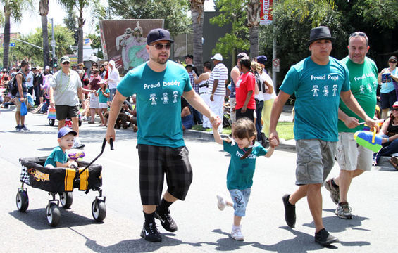 Family fun at the LA pride parade.