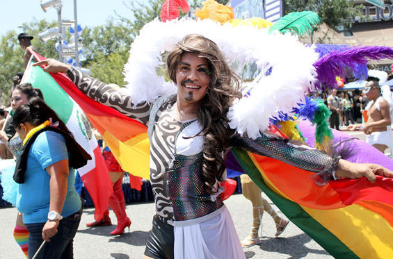 A reveler at the LA pride parade.