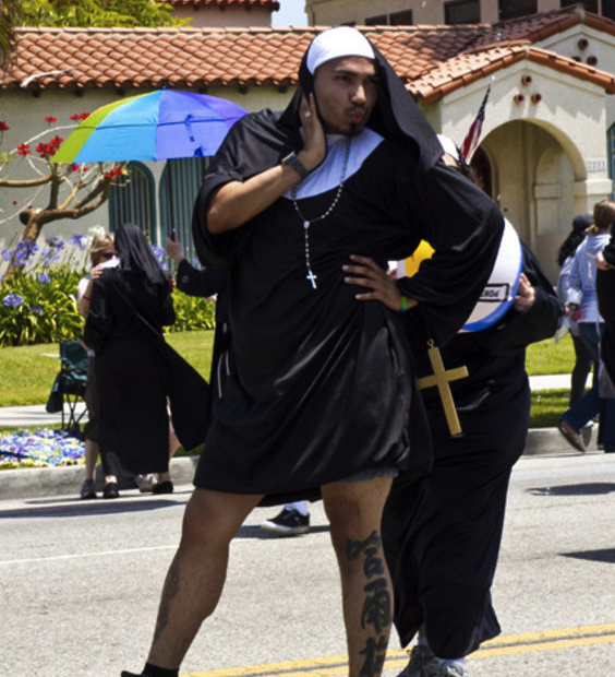 That's not actually a nun at the Long Beach pride parade.