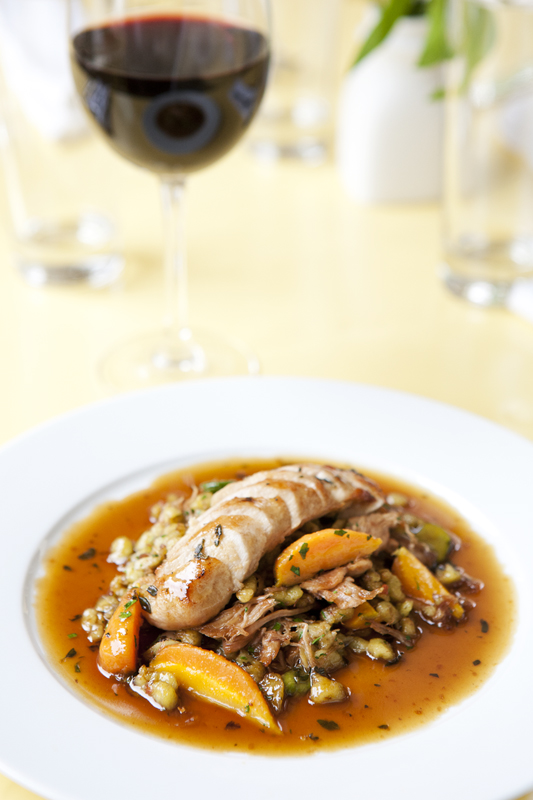 Another food geek favorite stars in a homey take on rabbit, platedwith tender knobs of spaetzle; fava beans cooked to the cusp ofpopping and sturdy, teardrop-shaped Thumbelina carrots. Homegarden-variety carrots might have serviced for the dish, steeped in a dusky sauce, but Bea's menu is admirably rife with slightly offbeat ingredients.