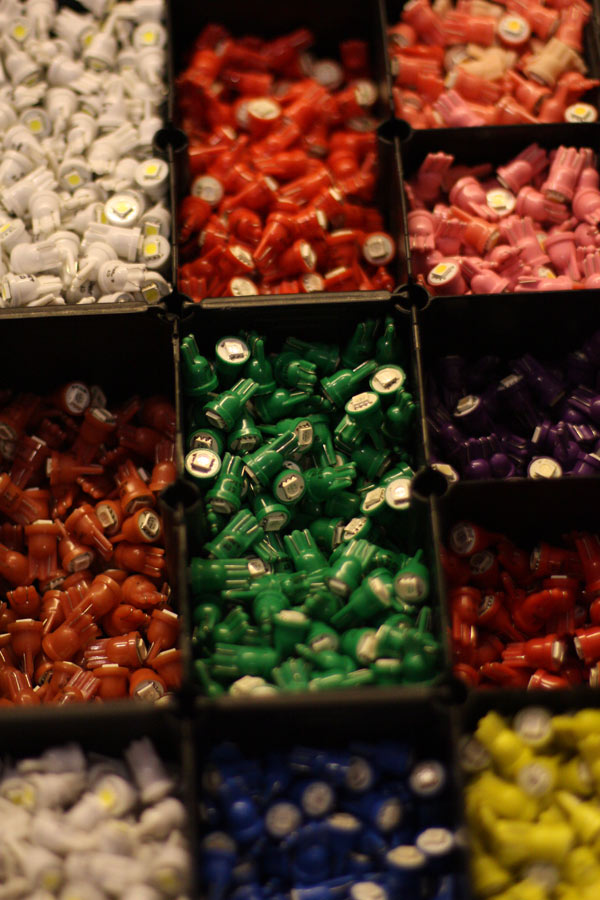 Several vendors sold various parts and pieces from pinball machines, which, as you'd imagine, are quite colorful.