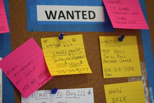 Here are a few postings from the community bulletin board at the show.