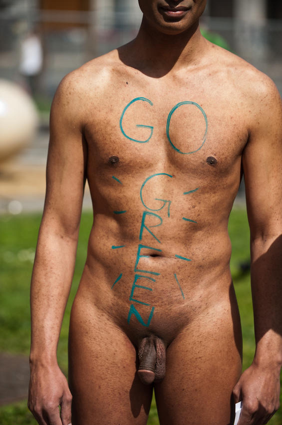 One part critical mass and one part nudist expression, the World Naked