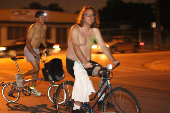 One part critical mass and one part nudist expression, the World Naked