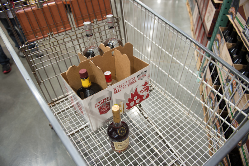 The grocery cart of the two afore pictured shoppers.