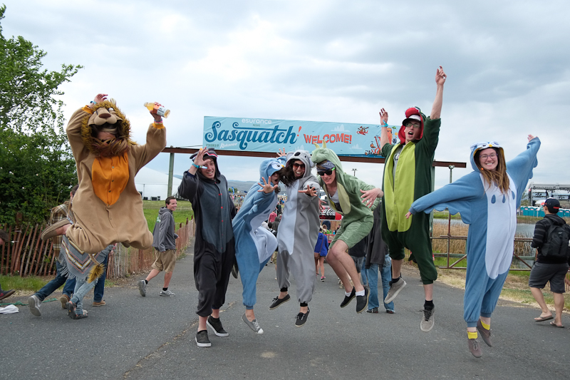 Because it's not a music festival without brightly colored jumpsuits, animal pajamas,