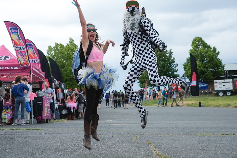 Because it's not a music festival without brightly colored jumpsuits, animal pajamas,