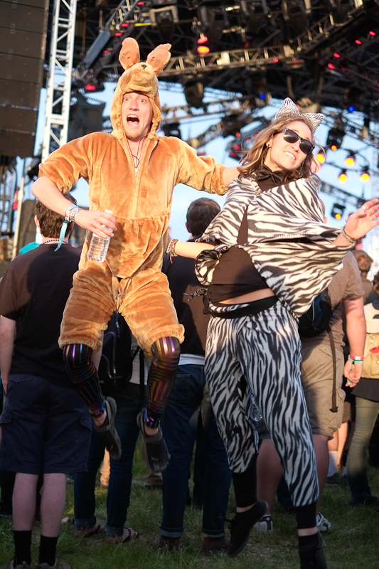 Because it's not a music festival without brightly colored jumpsuits, animal pajamas,