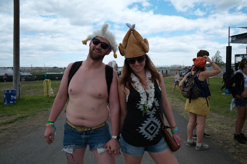 Because it's not a music festival without brightly colored jumpsuits, animal pajamas,