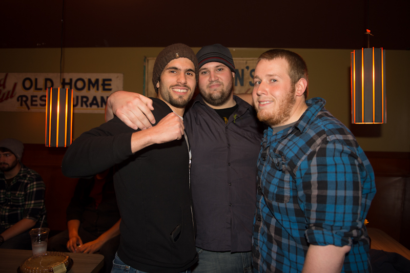 MIke (pictured in center), the victor of the 2012 pie eating contest with two friends.
