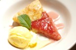 Rhubarb galette with vanilla ice cream.