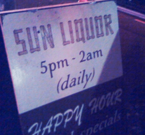 Sun LiquorSun Liquor is a ready-made rendezvous spot on a relatively sleepy street. Bamboo bar stools, wall-climbing tin flowers that glow red, and tasteful Southeast Asian accents set the scene for serious drinking. Serious meaning top-shelf liquors, hand-picked herbs, and freshly squeezed juices in concoctions like the Punetazo, whose multiple rums are topped with a float of 151 and a tiny orchid (a garnish that appears on every drink).