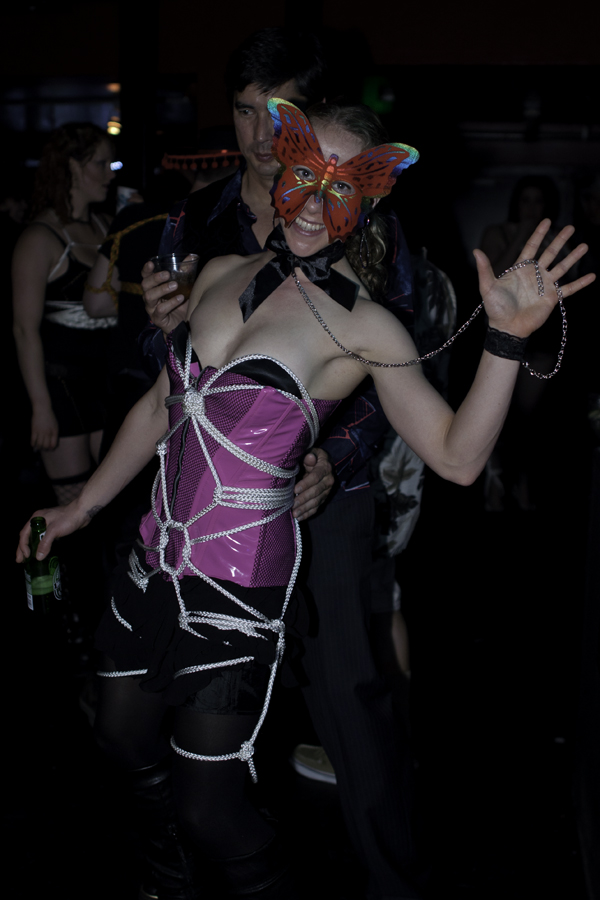 A woman shows off the handiwork of Suspended Animation.