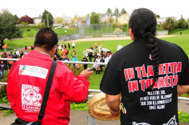 Drumming and speeches at Judkins Park.
