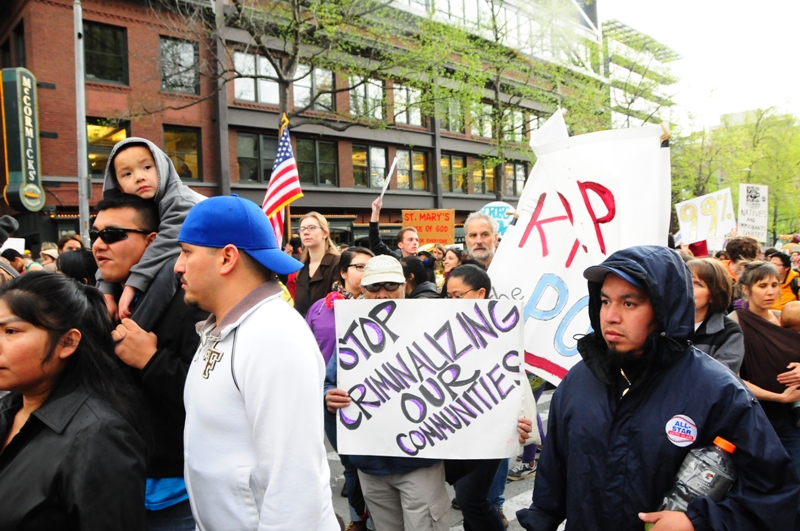 6:15 pm  - The march from Judkins Park arrives downtown.