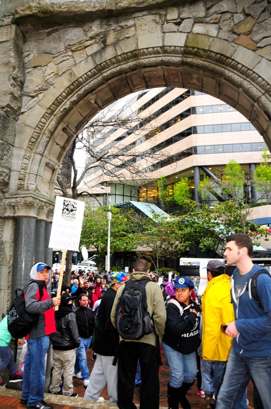 At the arch at the Federal Building.