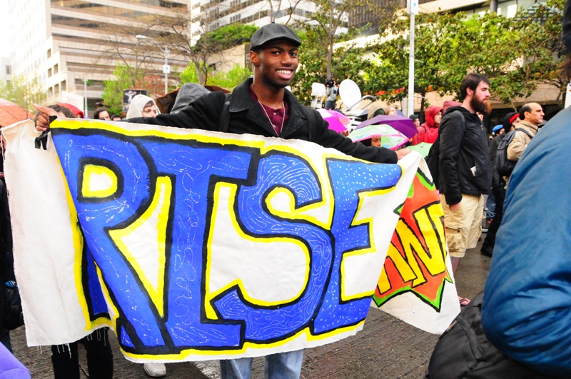 Participants in the annual May Day march for social justice started in