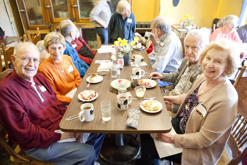 Mae's normally closes at two in the afternoon, but keeps its doors open every second Tuesday of the month for the nation's second Alzheimer's cafe.