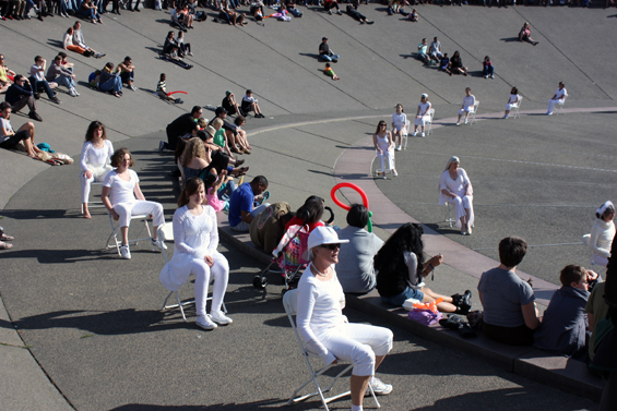 On Saturday hundreds of dancers gathered at the Seattle Center fountain to