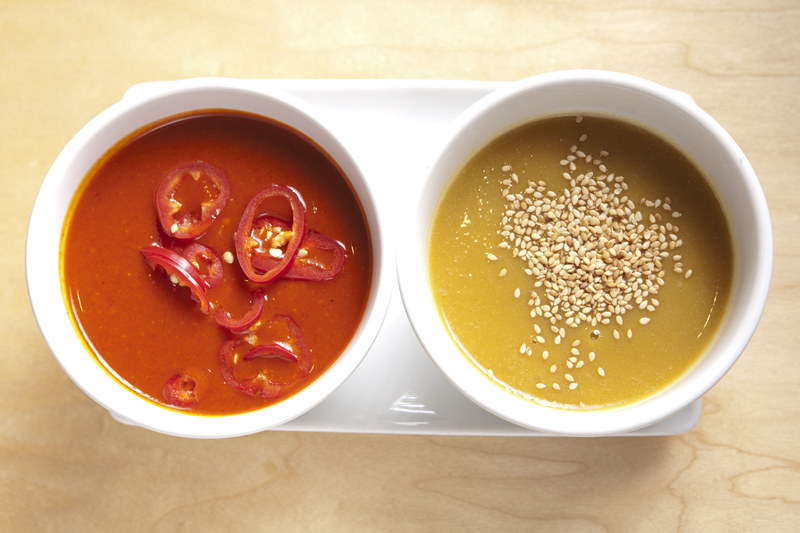 Ma'ono's double-fried chicken is also wonderful cold, especially when it's been anointed with one of two sauces. A salty paste of red chili and fermented soybeans or a pungent hot mustard and honey sauce.