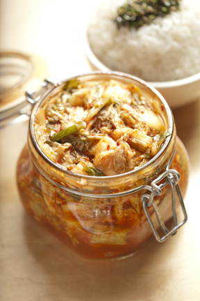 The gochujang chicken is the ideal counterpart to the sour kimchithat's served with every chicken.