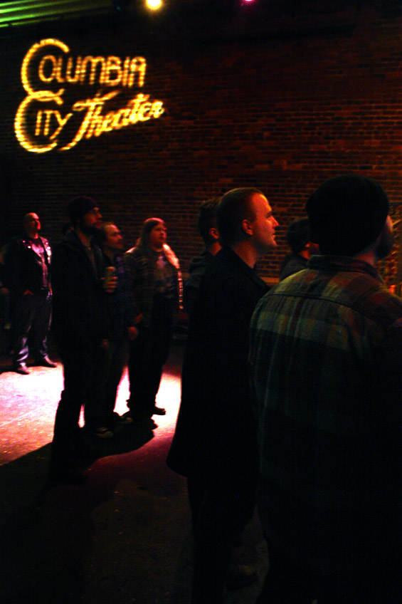 The mostly male crowd inches closer to the stage with each new set.