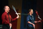 Comedy Industries Scott Meltzer and Katrine Spang-Hassen have a juggling competition, sharp knives included!