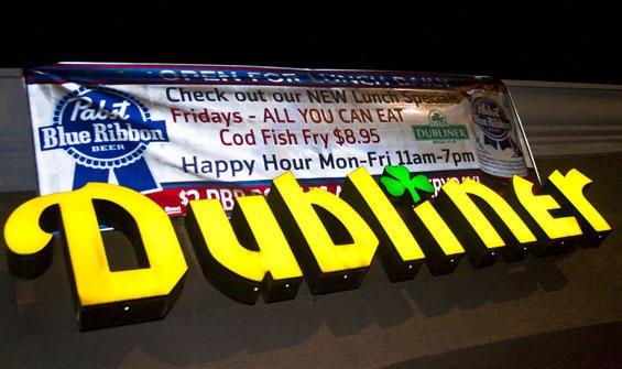 An Irish bar only becomes more authentic with gaelic typeface, like at The Dubliner irish Pub in Phoenix, Arizona.