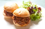 Currently, the meatiest starter at the Alexis is a pair of pulled pork sliders slathered with a brown sugared sauce and served on firm dinner rolls.