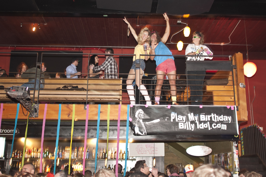 Fans watched and danced on the balcony level.