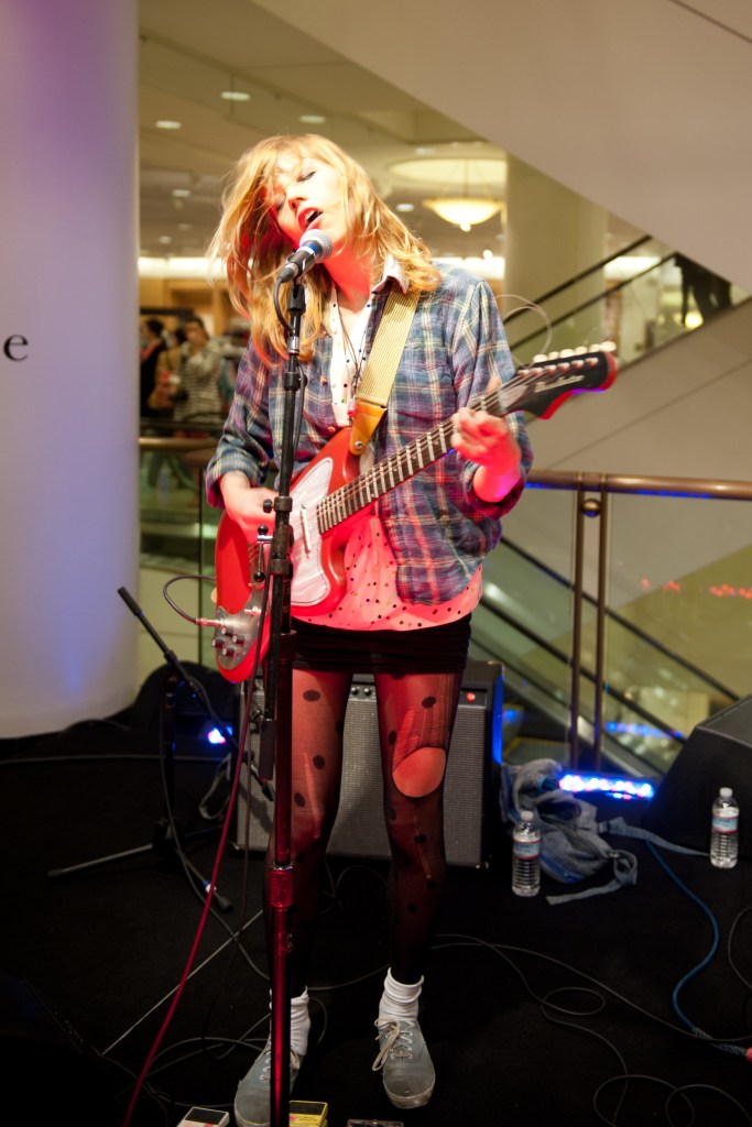 The indie-rock band Vivian Girls played a short set at Nordstrom in