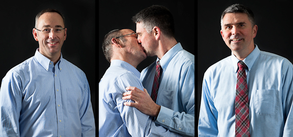 Parker Travis, 50, financial accountant at Seattle Weekly, the one on the right: We met through a hiking group. I was a member for some time, and just kind of showed up at our meeting place, and Paul was there with a good friend of ours. We flirted over the course of many weeks on different hikes. And then at the end of August we went on our first date.Paul Hill II, 46, paralegal, the one on the left: We actually flirted for several months.PT: A couple months.PH: It's an outdoor adventure group called Outventures.PT: This was in 2005. I think I was the pursuer.PH: I was interested. He's kind of a subtle pursuer. I didn't really realize it at first. It wasn't until we were on a camping trip with a big group of people and he and I ended up by a river.PT: By ourselves.PH: By ourselves, talking and looking at the stars. And then one thing led to another.PT: Then I kissed him. That's what he means.Seattle Weekly: [And the name of that river?]PT: The Bumping River. [laughter]