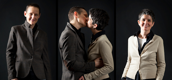 Alicia Berger, 48, writer/visual artist, right: Jodi was a barista at Vivace and I was a customer. I had just broken up with somebody and had lost a lot of weight, so I went to Vivace and got a mocha with whipped cream, which wasn't what I normally ordered. I thought she was cute--she always remembered me as mocha with whipped cream, and because she was cute, I would get that.Jodi Jaecks, 46, private chef, left: She was trying to gain weight because of her break-up. Every time I would be working, I'd see her at the end of the line and say Oh, cute girl is here. She says she asked me out, but I think we asked each other out.AB: I asked her one day what was up, because she didn't look like she was having a good day. She said she had just broken up with her girlfriend, and I said I'm so sorry, but walked out and said Yes! So I made her a break-up mixtape. You might not want to print that.JJ: She forgets the part where I said So when are we going to have lunch?AB: We've been together now for eight-and-a-half years. In case you can't tell from the photograph, last year she had breast cancer.JJ: He probably just thought I was really butch.