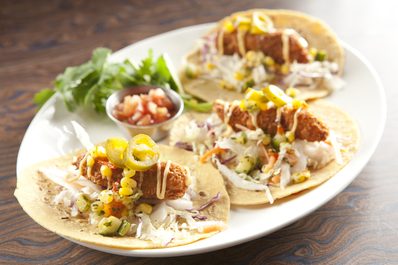 A happy hour favorite, chicken tacos.