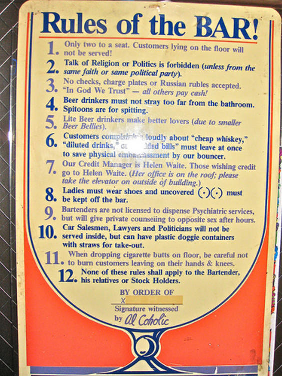 There are rules to Dive Bars. Beacon Cocktail Lounge in Inglewood, California.