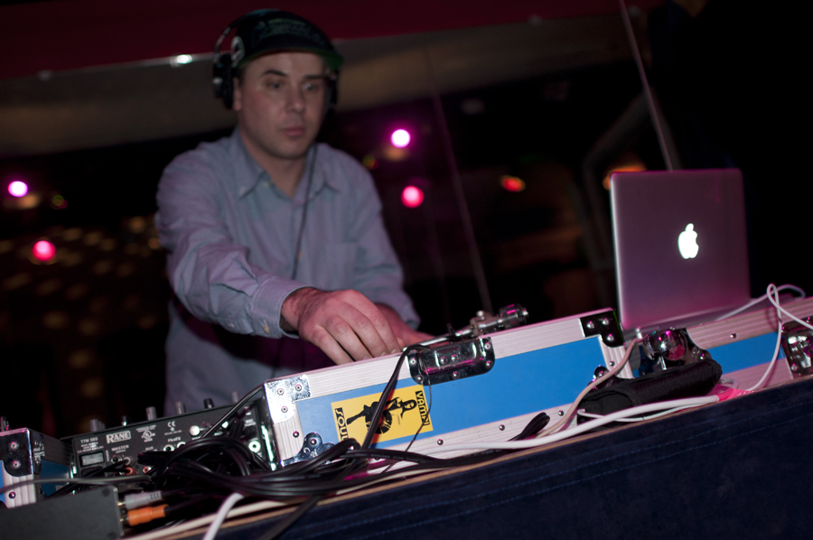 DJ Ben Meadow keeps people dancing in the back room.