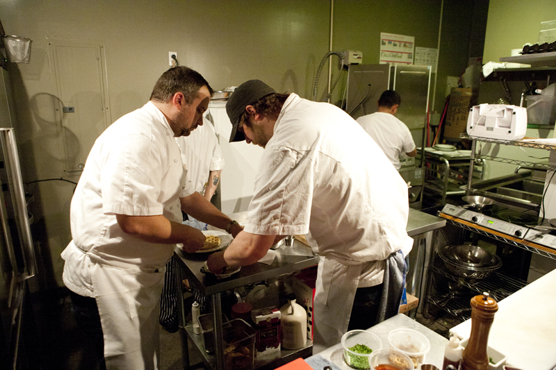 Your home kitchen is probably better equipped than the kitchen here,Owner and Chef Sam Crannell says. We can't sear. If we get more thanone or two ordersat a time, we have to hold off so we don't smoke out the dining room.