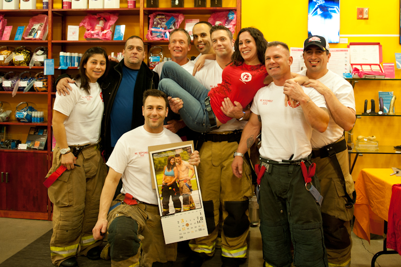 Tons of sexy firemen gathered at Babeland last night to celebrate the
