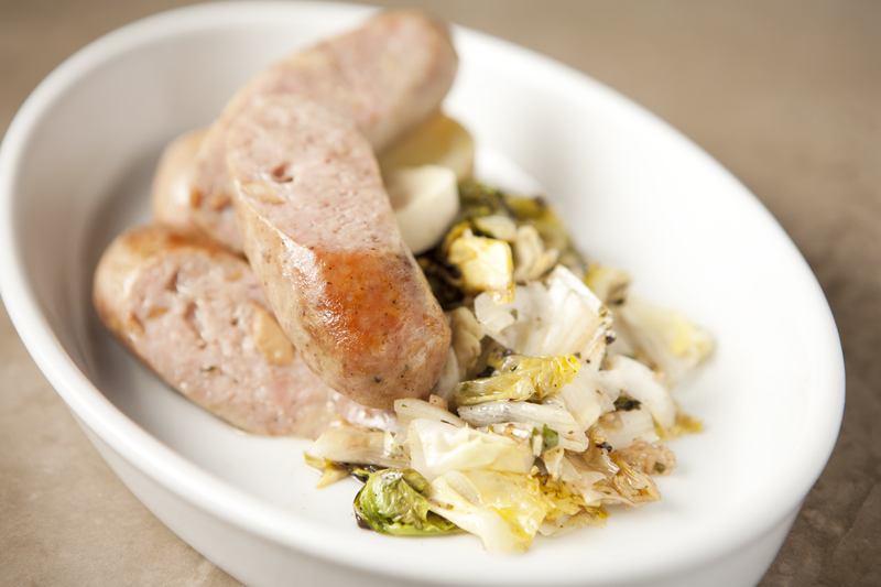 Sausage with greens.