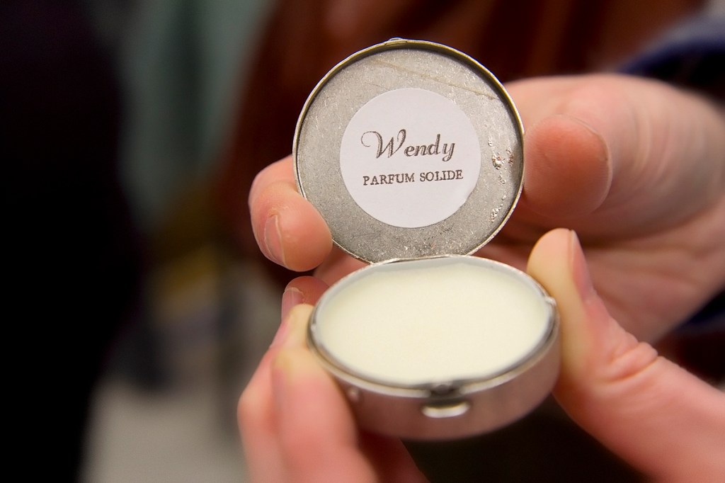 Sweet Anthem perfumer Meredith Smith hand-picked herfavorite from her line of 100% vegan products aE“ this easy-traveling solid perfumecompact. (www.sweetanthem.com)