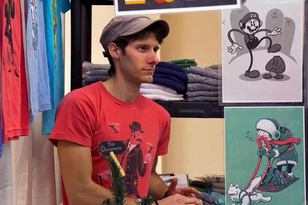 Fuzzy Ink's Mike Paul picked this t-shirt design as his favoritebecause: 1. He likes animals; 2. He likes bright colors; 3. He likes things that are largerthan life, and; 4. He likes random stuff. Solid! (fuzzy-ink.com)